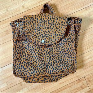 BAGGU Leopard Print canvas backpack